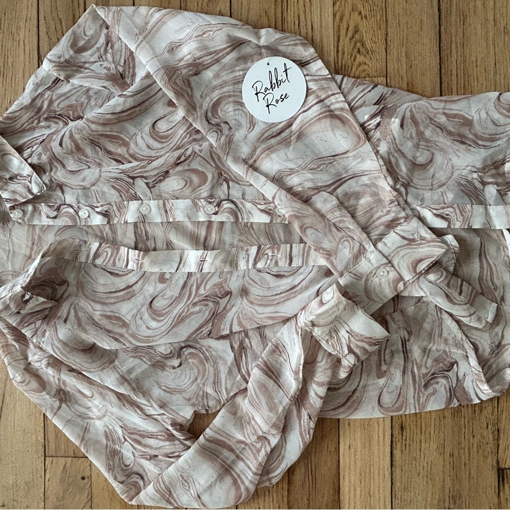 Rabbit Rose Swirl Button-Up Shirt